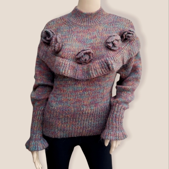 Zara ruffled mohair sweater knit flower - Picture 4 of 11